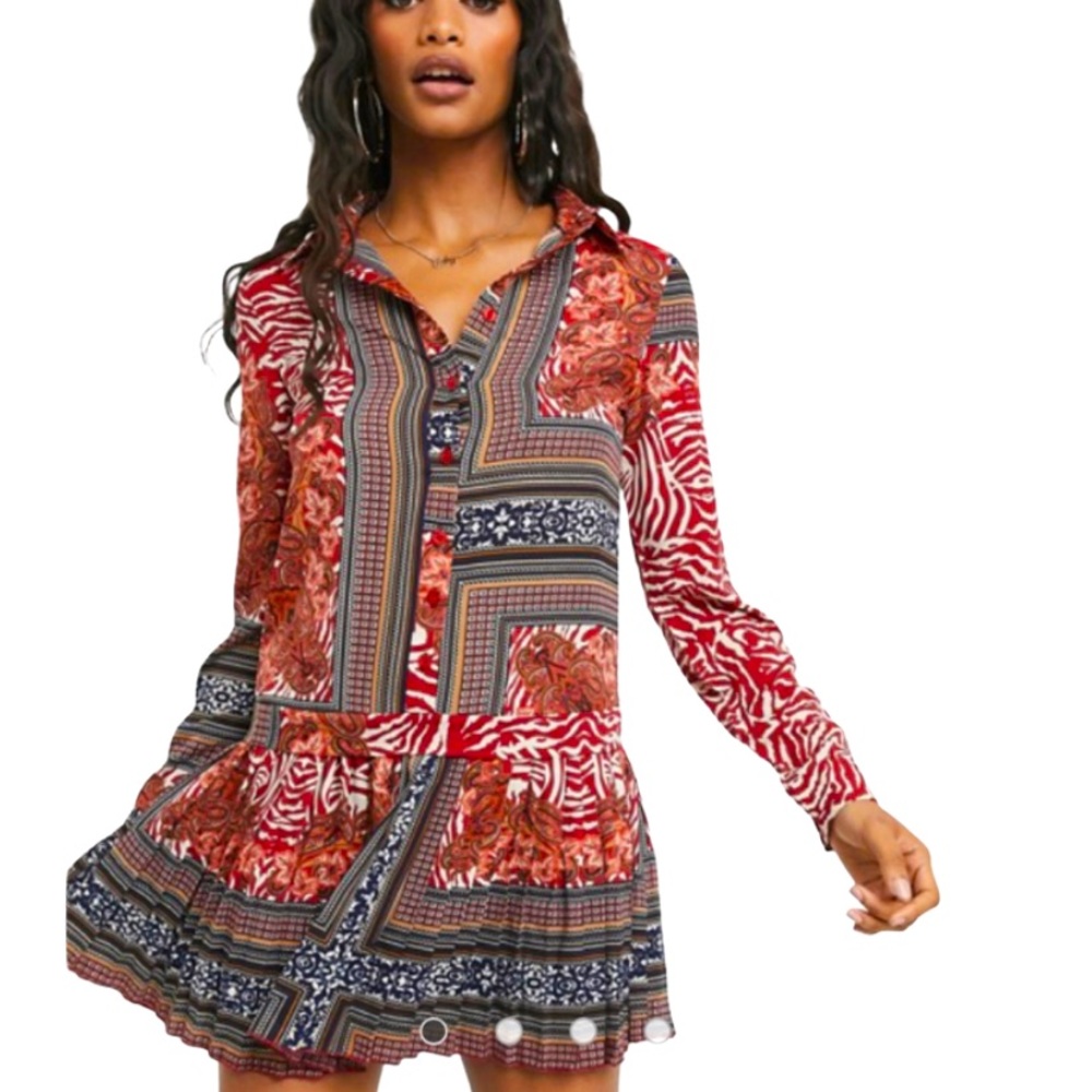 Missguided Mixed Print Drop Waist Dress.  Worn once